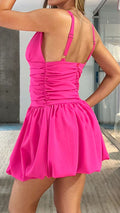 M74317 VESTIDO CREPE FUCSIA