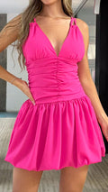 M74317 VESTIDO CREPE FUCSIA
