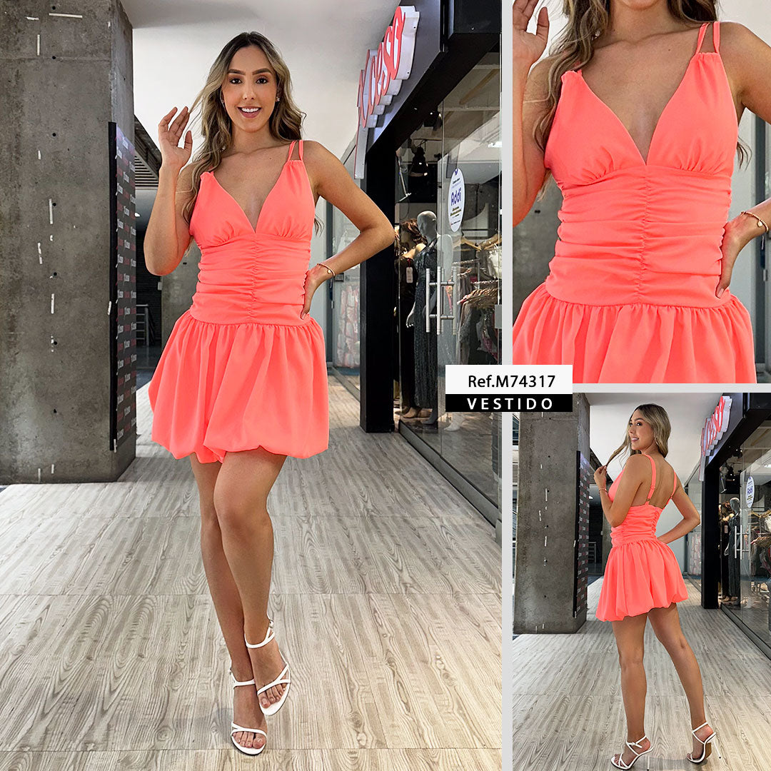 M74317 VESTIDO CREPE CORAL