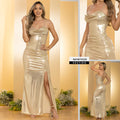 M74320 VESTIDO LICRA FOIL POLIESTER DORADO