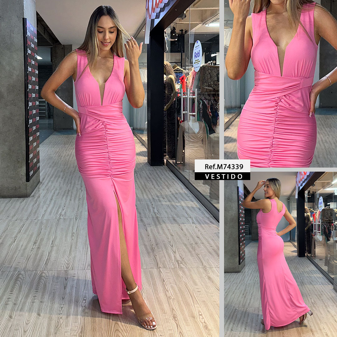 M74339 VESTIDO POLIESTER ROSADO