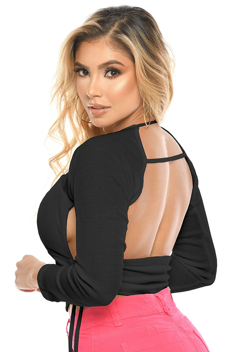 Y3451 BLUSA RIB NEGRO