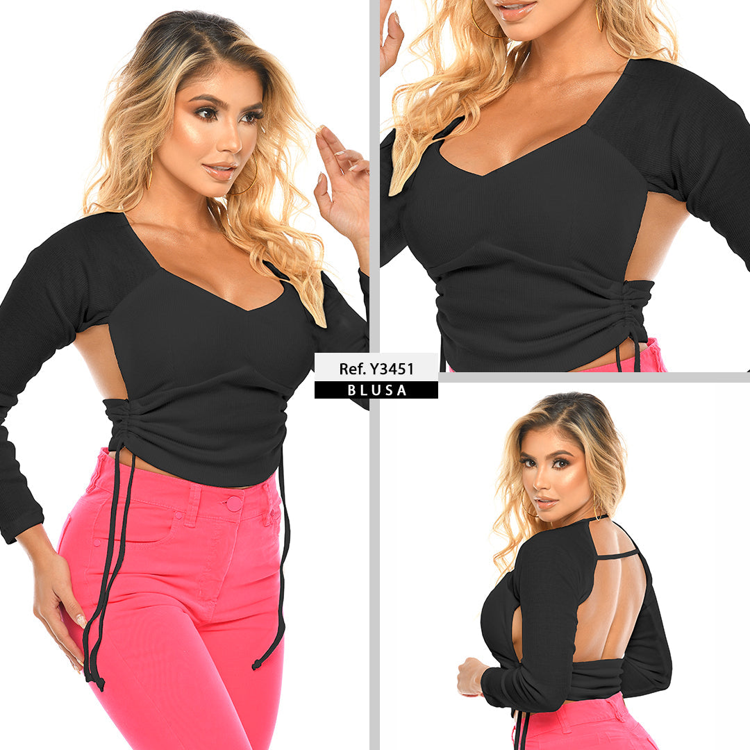 Y3451 BLUSA RIB NEGRO