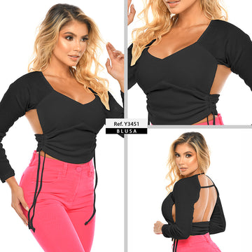 Y3451 BLUSA RIB NEGRO