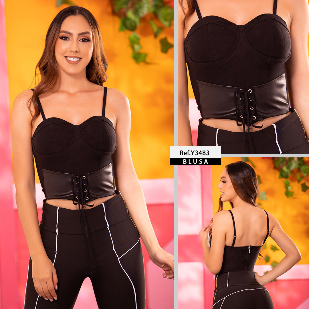 Y3483 BLUSA BENGALINA NEGRO