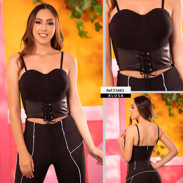 Y3483 BLUSA BENGALINA NEGRO