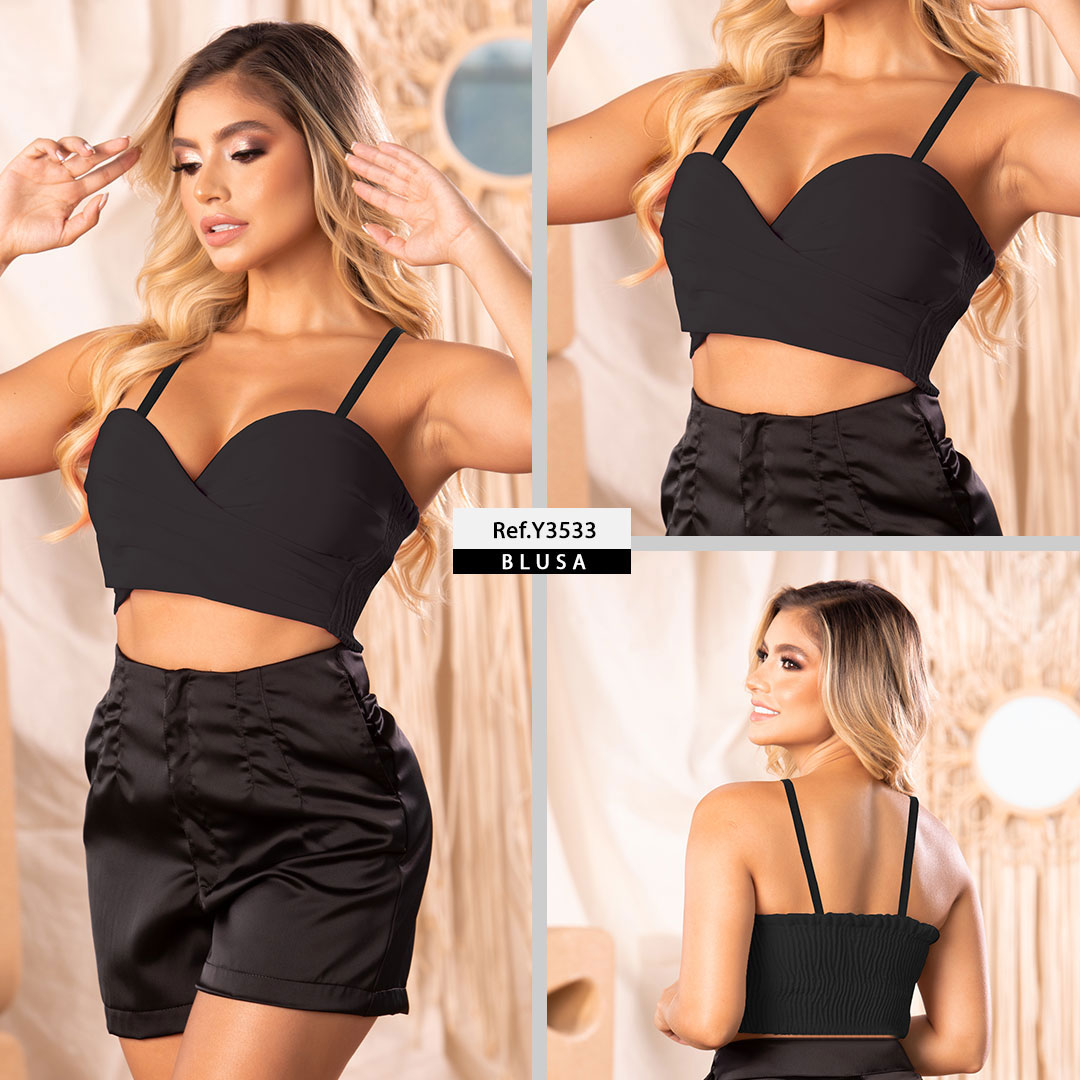 Y3533 CROP TOP SUPLEX NEGRO
