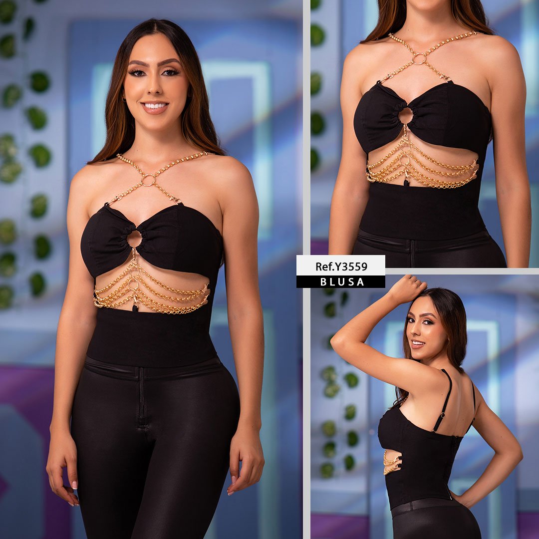 Y3559 BLUSA BENGALINA NEGRO