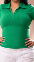 Y3564 BLUSA RIB 4X4 VERDE