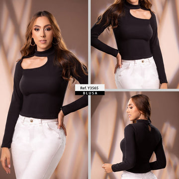 Y3565 BLUSA RIB NOELLE NEGRO