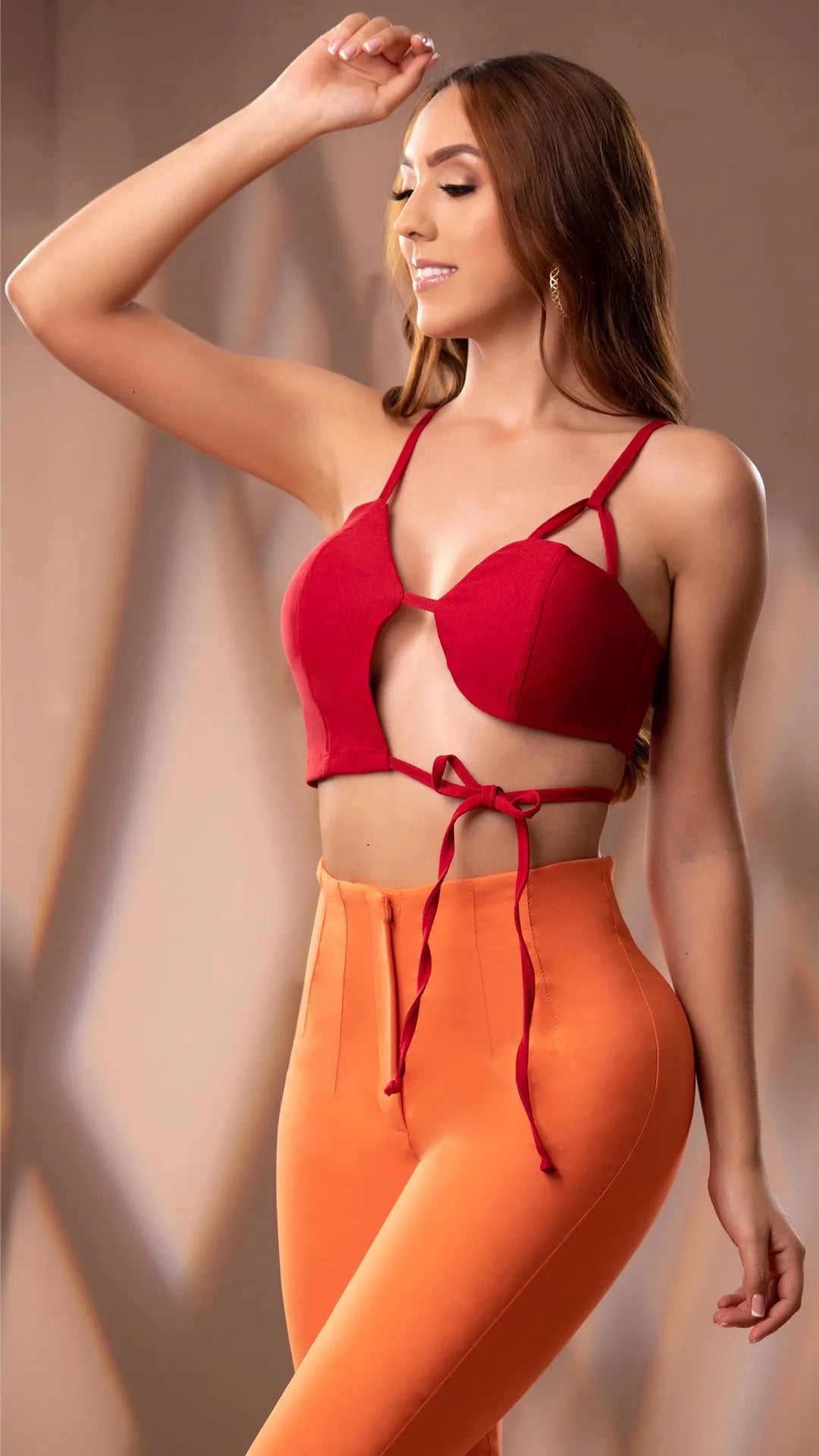 Y3572 BLUSA BENGALINA ROJO