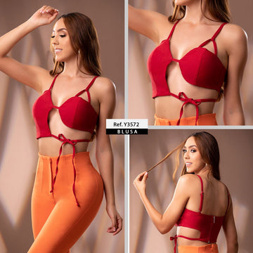 Y3572 BLUSA BENGALINA ROJO