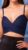 Y3579 CROP TOP DENIM SKINNY AZUL OSCURO
