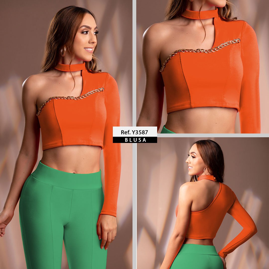 Y3587 BLUSA PUNTI ROMA NARANJA