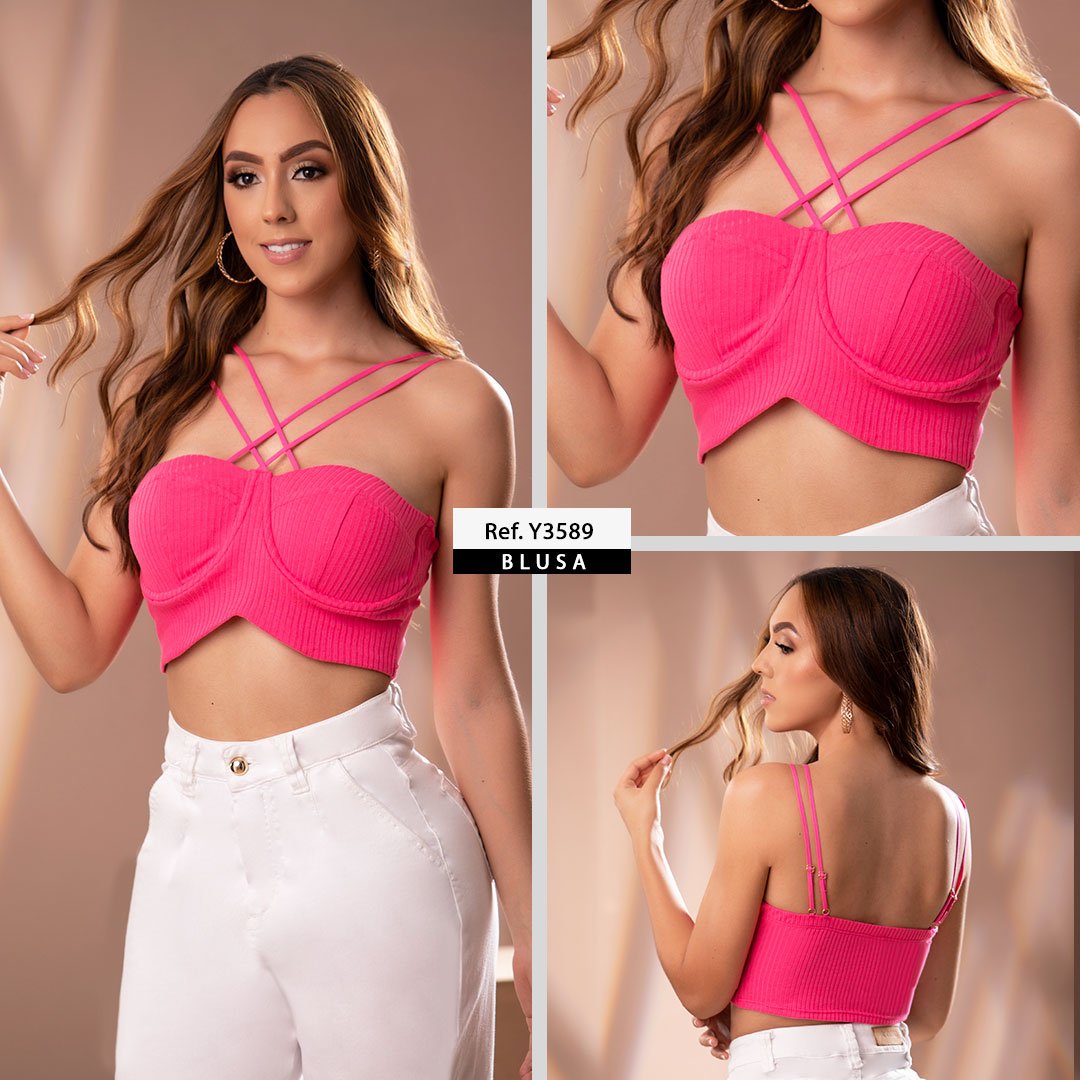 Y3589 BLUSA RIB FUCSIA