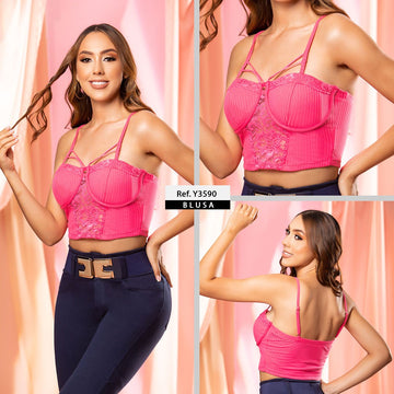 Y3590 BLUSA RIB FUCSIA
