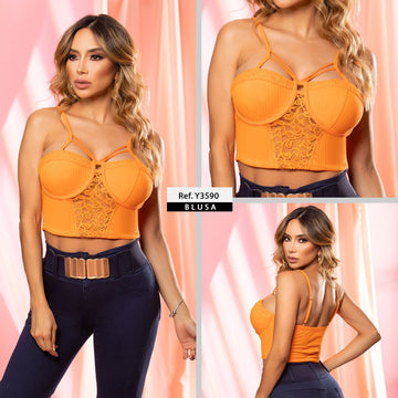Y3590 BLUSA RIB NARANJA