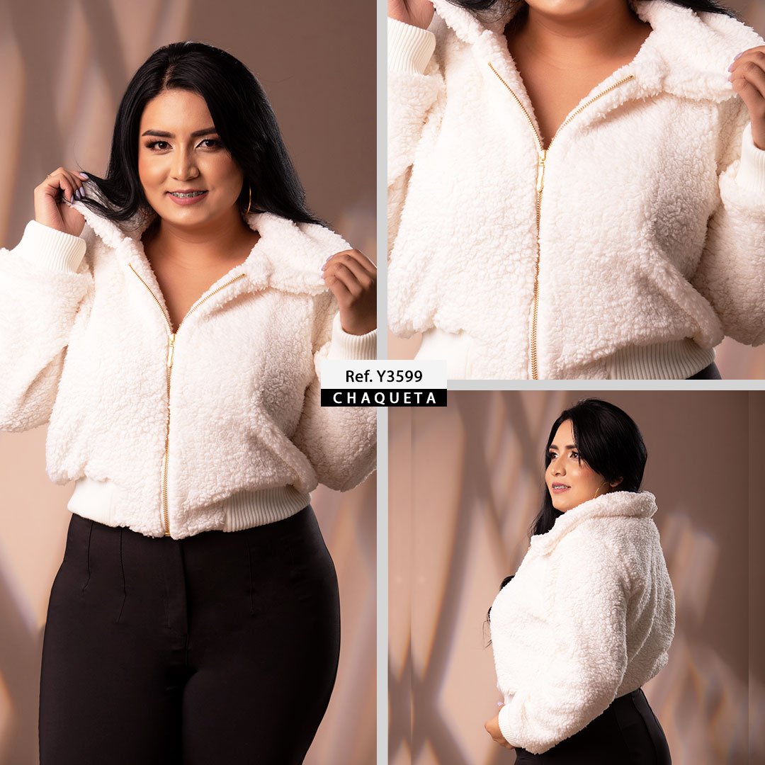 Y3599 CHAQUETA PELUCHE  BEIGE