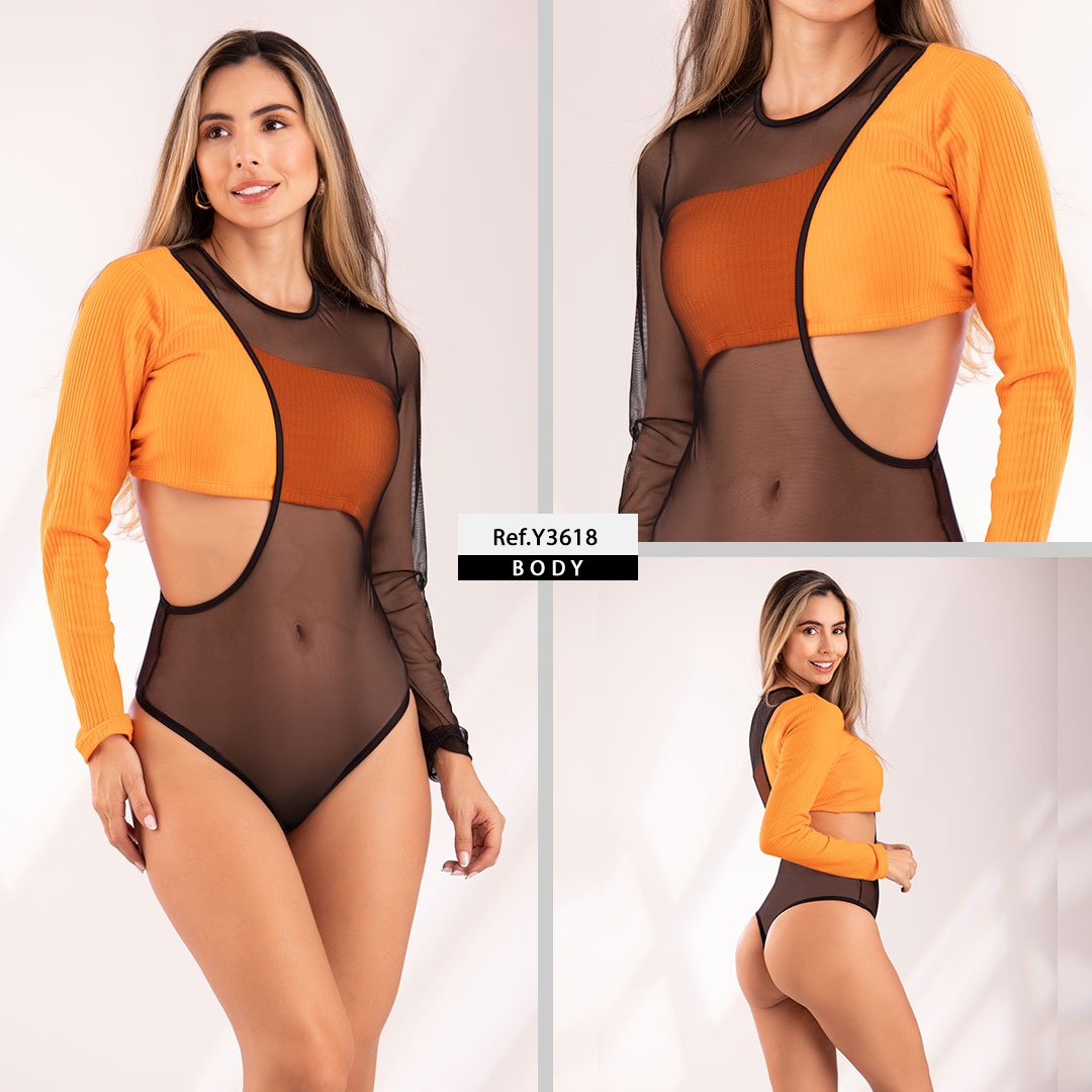 Y3618 BODY RIB Y MAYA TEX NEGRA NARANJA