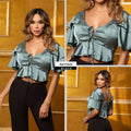 Y3625 BLUSA SATIN GRIS OSCURO