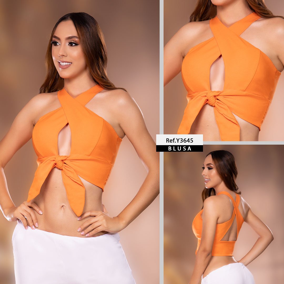 Y3645 BLUSA BENGALINA NARANJA