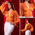 Y3659 BLUSA SATIN NARANJA