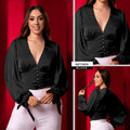 Y3659 BLUSA SATIN NEGRO