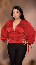 Y3659 BLUSA SATIN ROJO