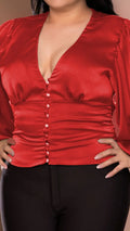 Y3659 BLUSA SATIN ROJO