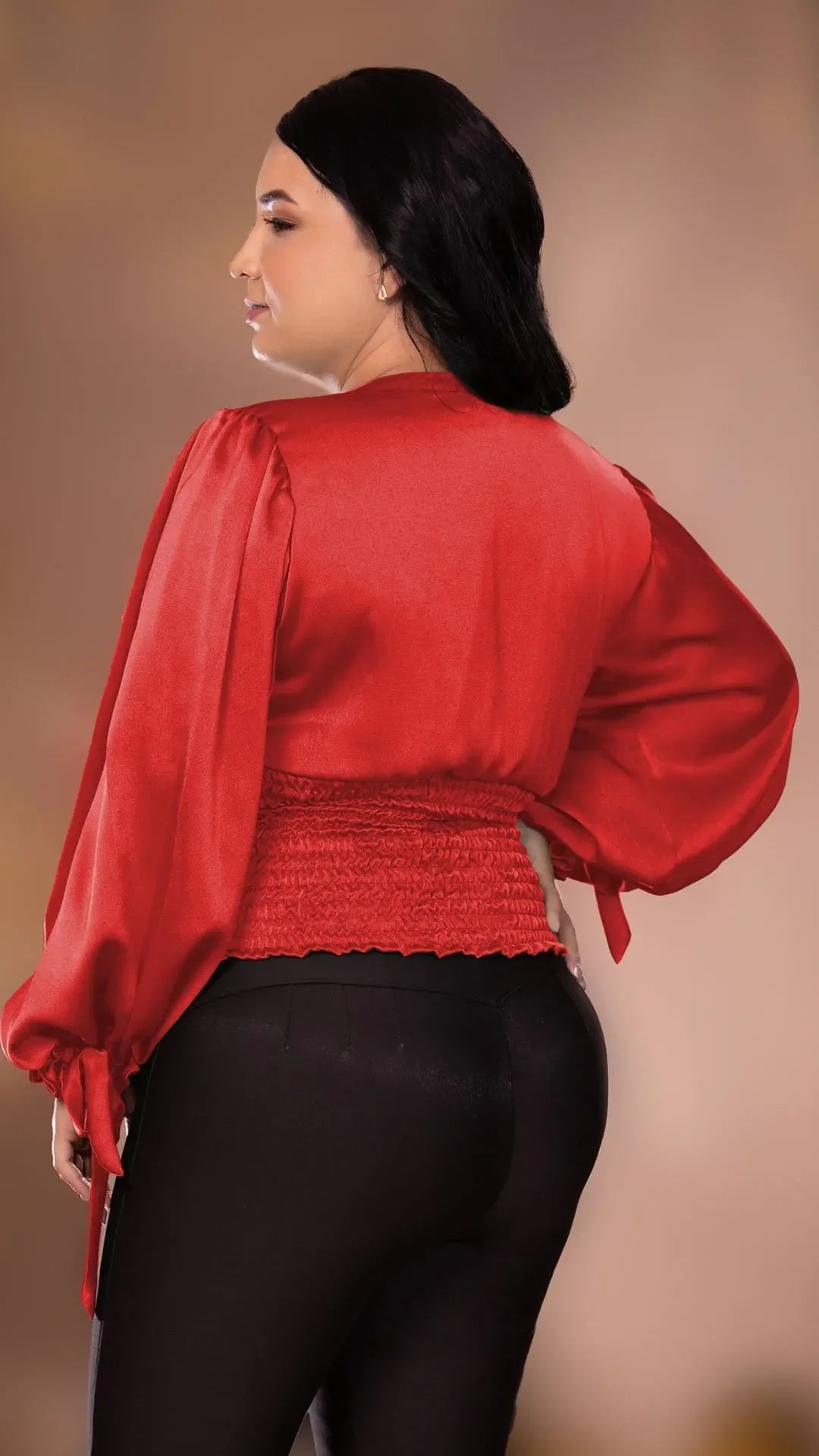 Y3659 BLUSA SATIN ROJO