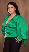 Y3659 BLUSA SATIN VERDE