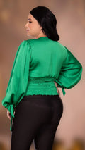 Y3659 BLUSA SATIN VERDE