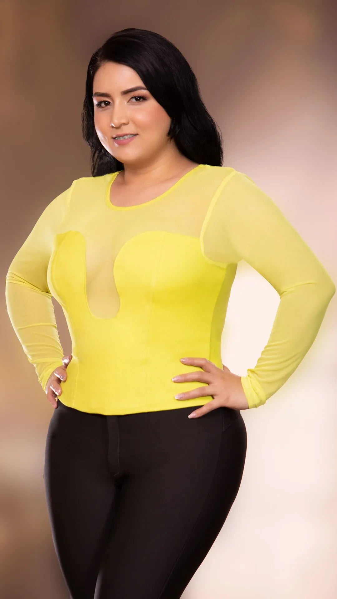 Y3660 BLUSA BENGALINA VERDE LIMON