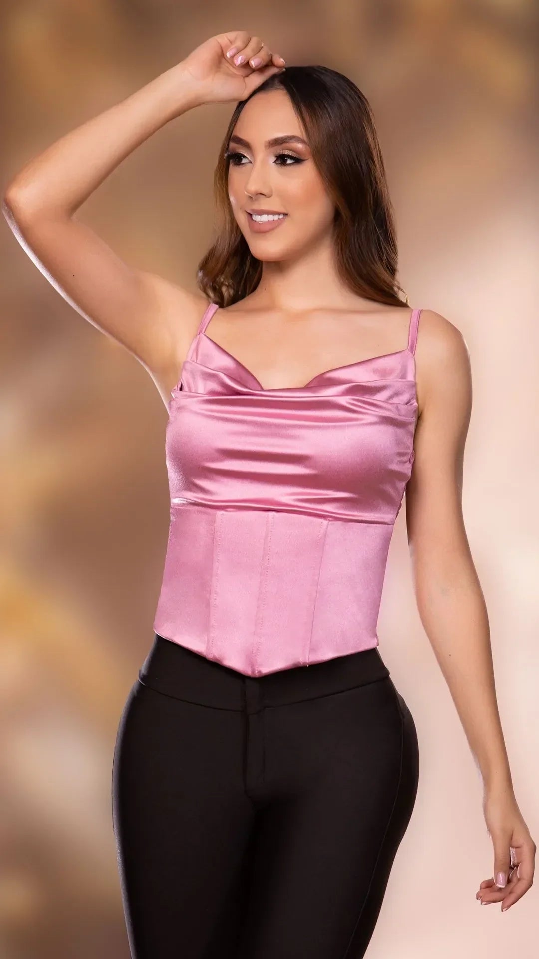 Y3665 BLUSA LICRA ESPEJO PALO DE ROSA