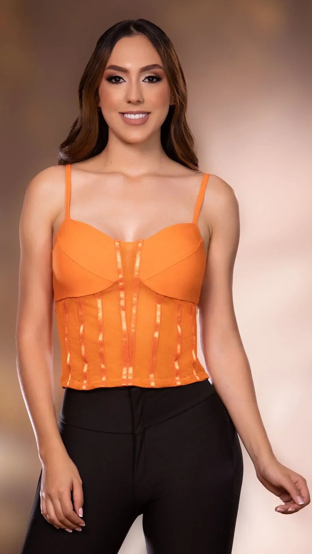 Y3669 BLUSA BENGALINA NARANJA