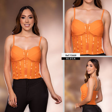 Y3669 BLUSA BENGALINA NARANJA