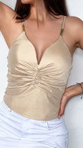 Y3703 BLUSA DESTELLANTE CAMEL