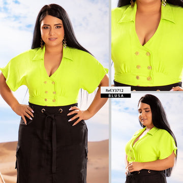 Y3712 BLUSA VERDE LIMON