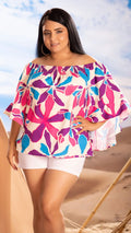 Y3722 BLUSA CHALIS ESTAMPADO MORADO