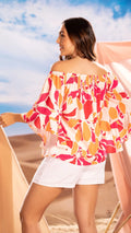 Y3722 BLUSA CHALIS ESTAMPADO NARANJA