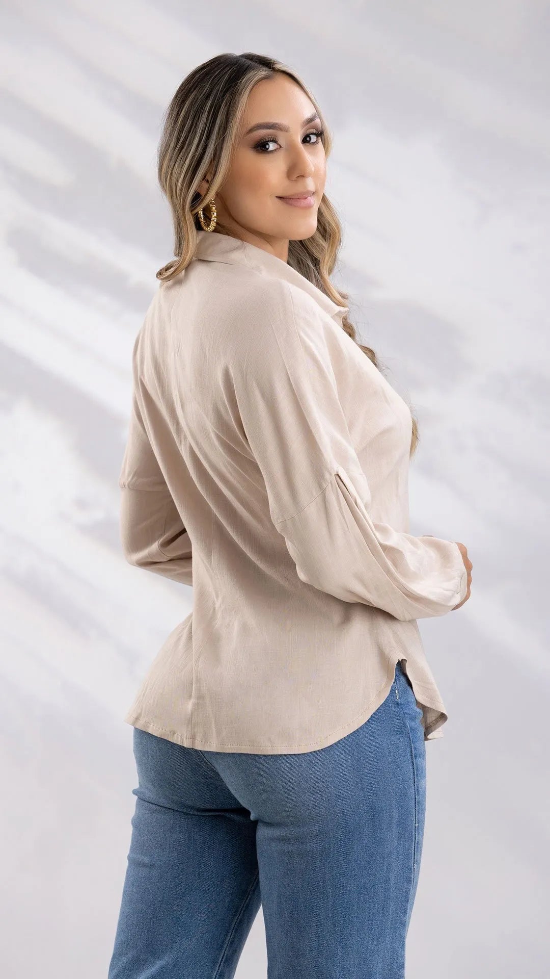 Y3728 CAMISA CHALIS SLUB CAMEL