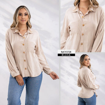 Y3728 CAMISA CHALIS SLUB CAMEL