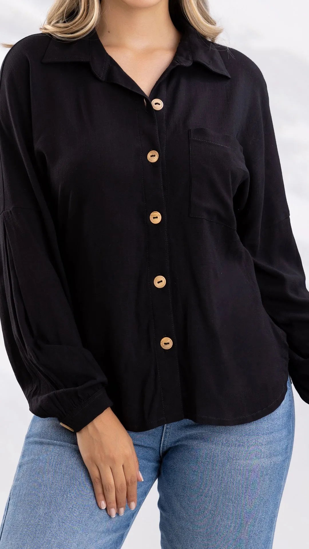 Y3728 CAMISA CHALIS SLUB NEGRO