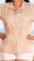 Y3730 BLUSA CHALIS SLUB CAMEL