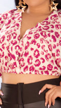 Y3733 BLUSA CHALIS ANIMAL PRINT FUCSIA
