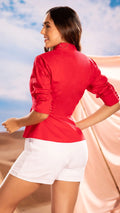Y3734 BLUSA POPELINA ROJO OSCURO