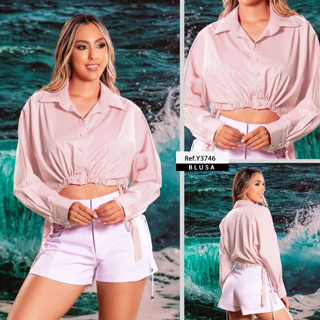 Y3746 BLUSA POPELINA PALO DE ROSA