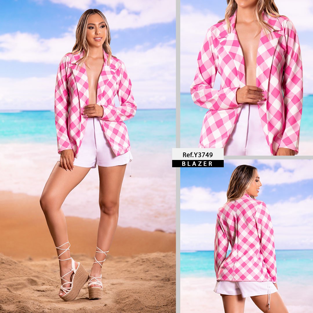 Y3749 BLAZER NOCHES DE VIENA ESTAMPADO CUADROS