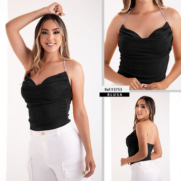 Y3753 BLUSA LICRA POP NEGRO