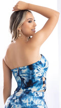 Y3762 BLUSA BENGALINA TIE DYE AZUL INDIGO OSCURO